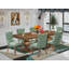L'ensemble de salle à manger 7 pièces contient une table de cuisine rectangulaire et 6 chaises modernes en tissu de polyester vert saule, noir sablé-244234232-240175370