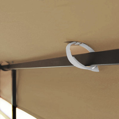 10X10 Ft Outdoor Patio Gazebo Replacement Canopy - Double Tiered Tent Roof Cover Fade Khaki Top Water Repellent