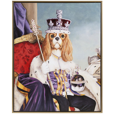 King Iii Framed Wall Artwork, Style, 16.5"w X 20.5"h, Golden Frame Royal Dog Canvas Decoration, Iii, 16.5"x20.5", Colored