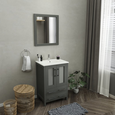  Ensemble de meuble-lavabo simple 24 po avec miroir