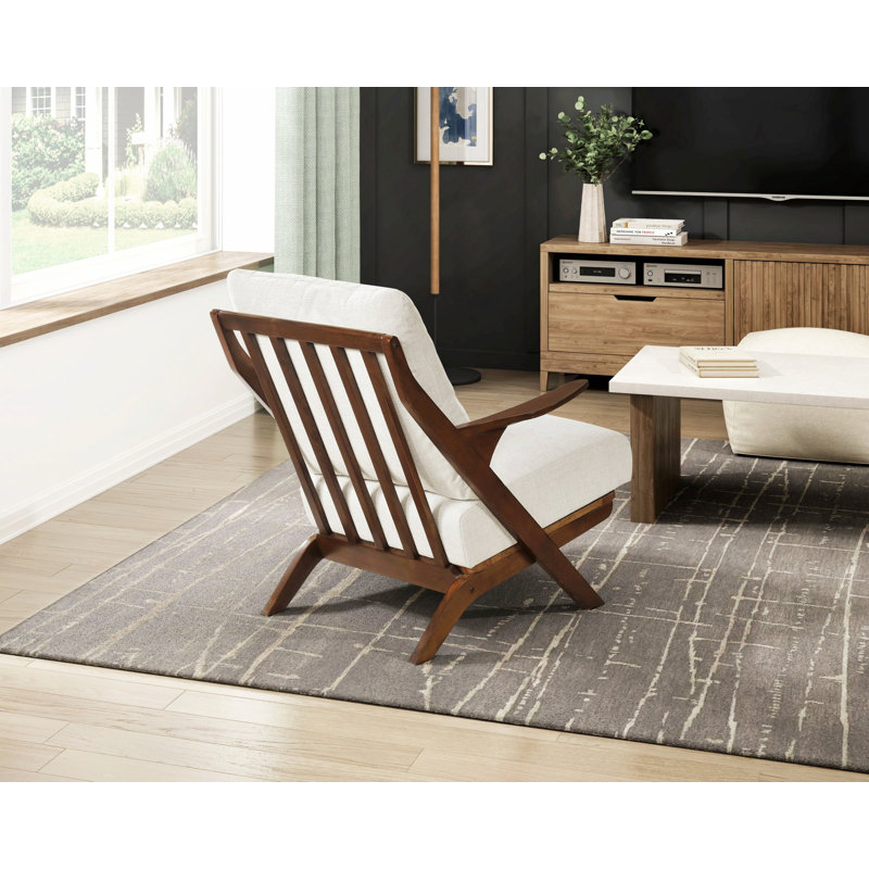 Chaise d'appoint à cadre en bois, chaise simple de salon pour la maison, Brun, Beige