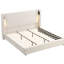 Structure de lit tapissier très grand beige avec haut dossier à oreilles, lampe de lecture et mousse confortable, support en bois, installation rapide pour la chambre à coucher, lit, beige, tête de lit à oreilles, assemblage