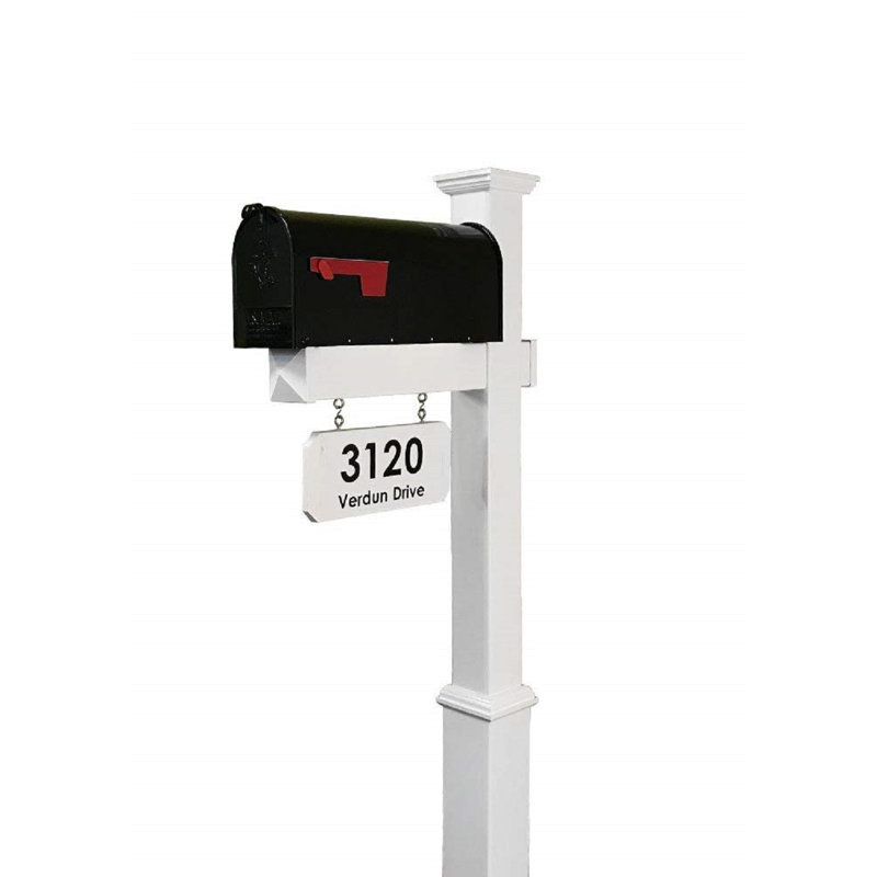 Personalized Post Mounted Mailbox with Address Plate, Yes