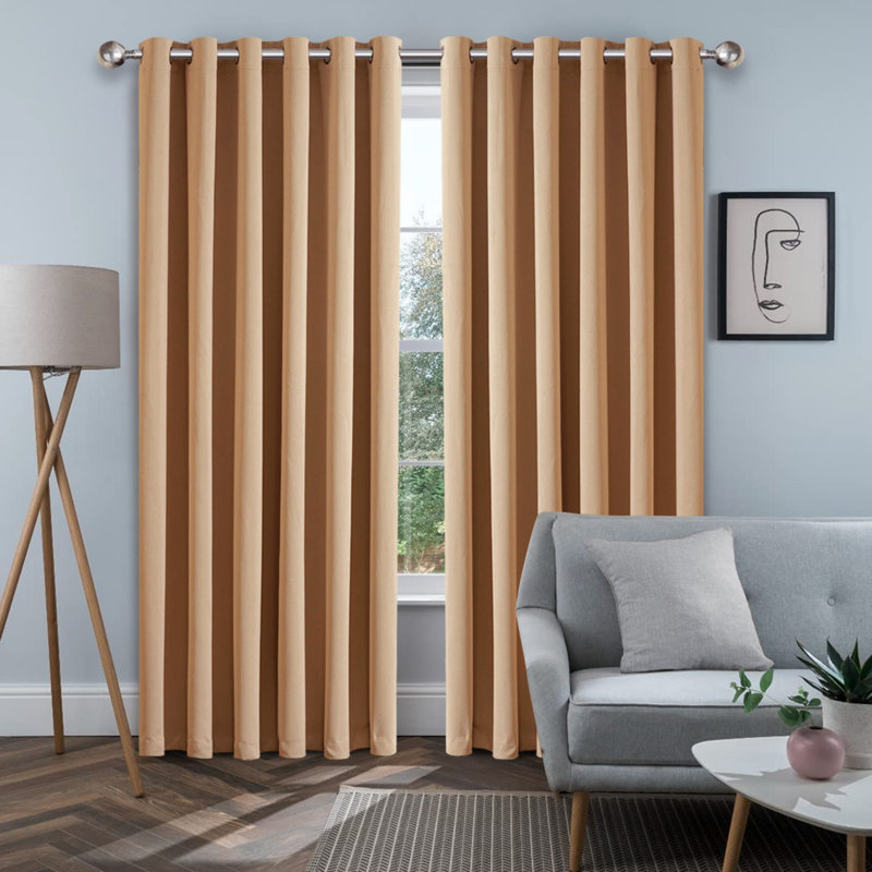 Blackout Eyelet Thermal Curtain, Beige