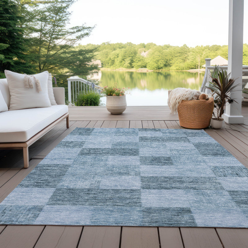 Addison 8' x 10' Denim Synthetic Flat Woven Washable Rug