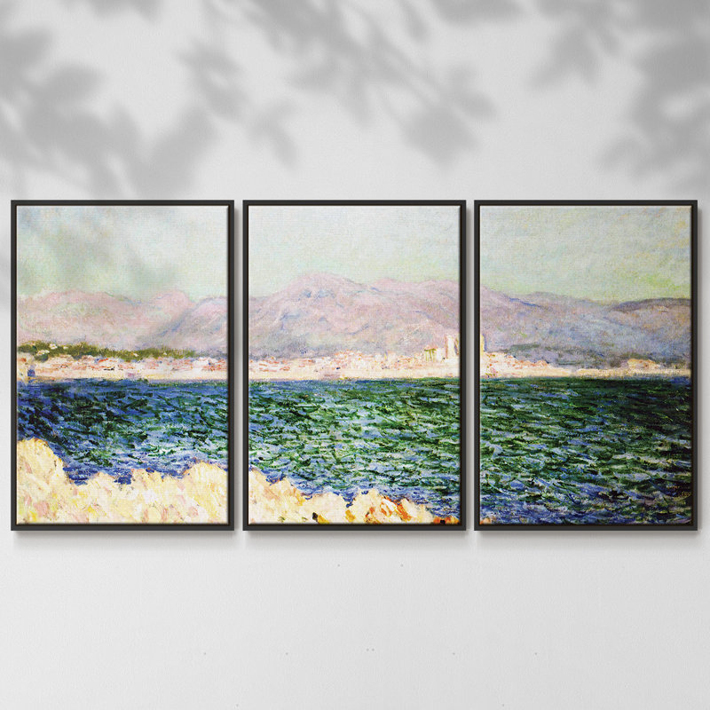 Le Golfe d'Antibes, 1888 - 3 pièces, reproduction sur toile, H 36 po x l 75 po x P 2 po, Noir
