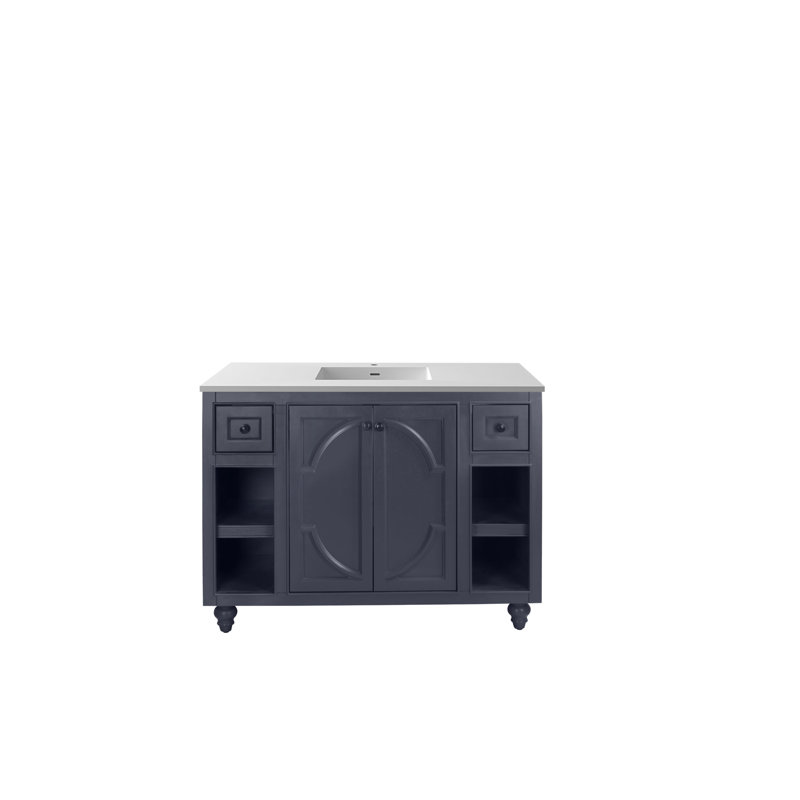 Ensemble de meuble-lavabo simple 48 po Mundy, Gris érable, Blanc mat