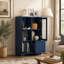 Armoire de plancher en bois avec 2 portes en verre et 2 espaces de rangement, entrée de salle de bain de salon-114223492