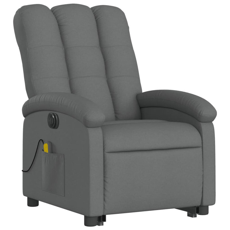 Reclining Massage Chair, Dark Gray Fabric, Power