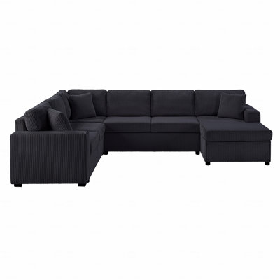 Basic Sectional Sofa, Oversized  Sofa 115.3" U-Shaped Sofa With A Chaise Lounge And Three Soft Throw Throw Pillows