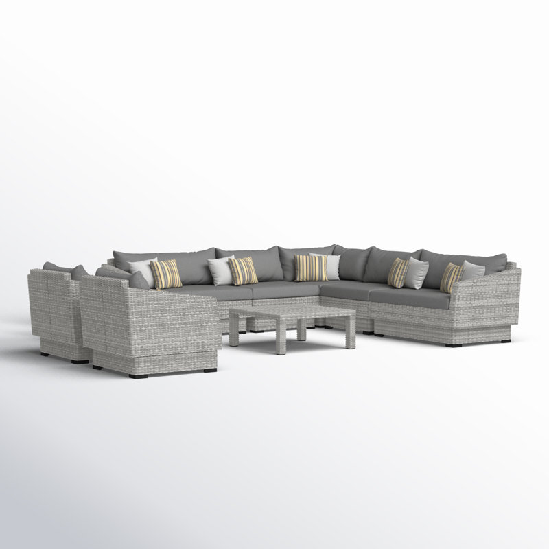 Cannes 9 Piece Seating Group with Cushions, Canvas Charcoal Sunbrella® Canvas