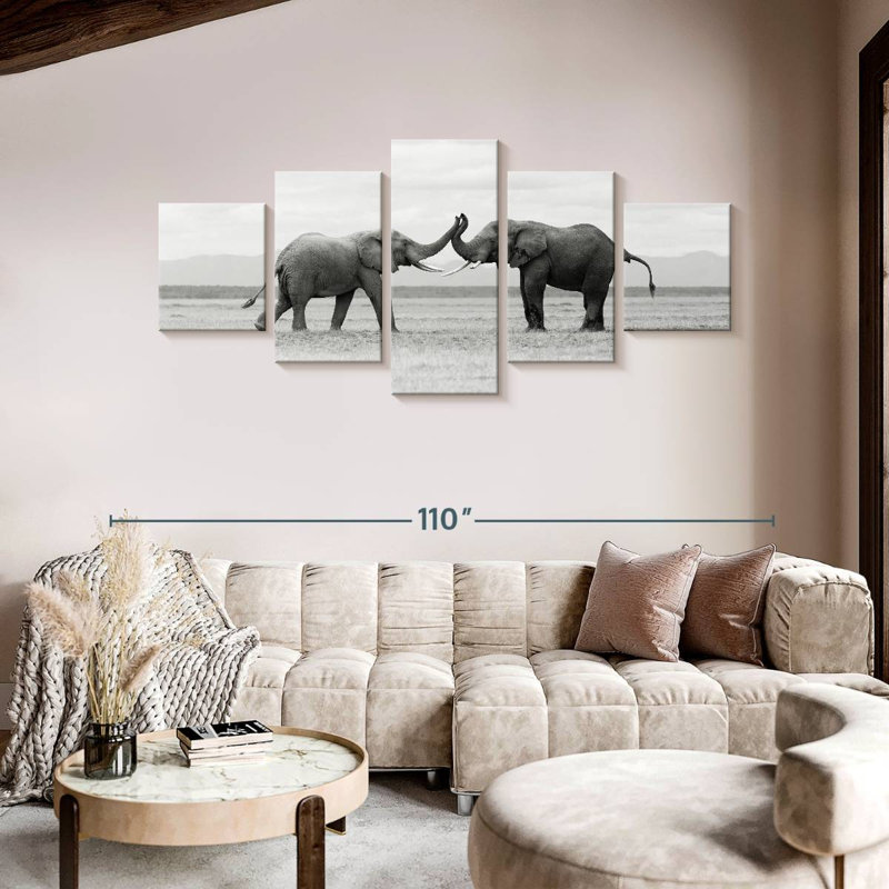 Fighting Elephants, 42" H x 92" W