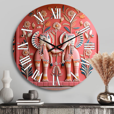 Indian Art Jaipur Elephants 1 - Indian Art White Face Wall Clock