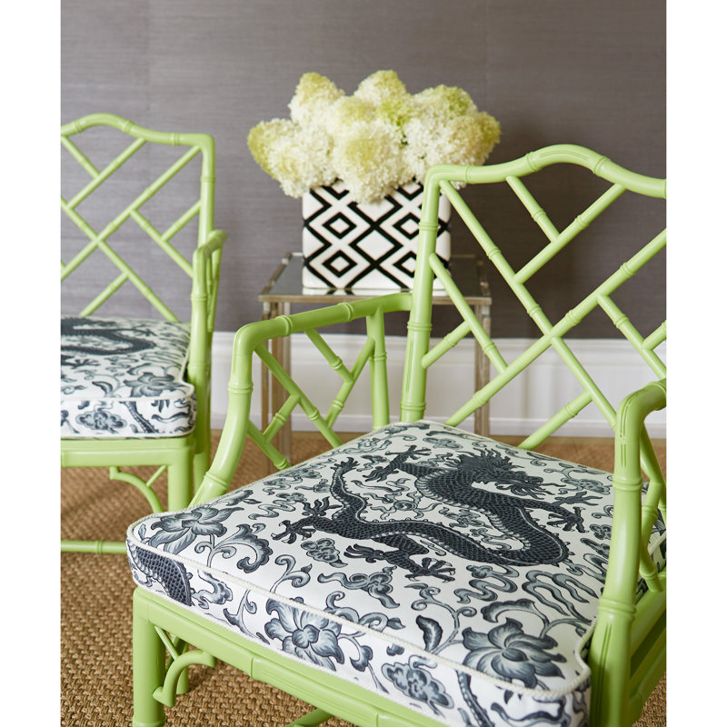 Oriana Chi'en Dragon Linen Print Fabric, Charcoal