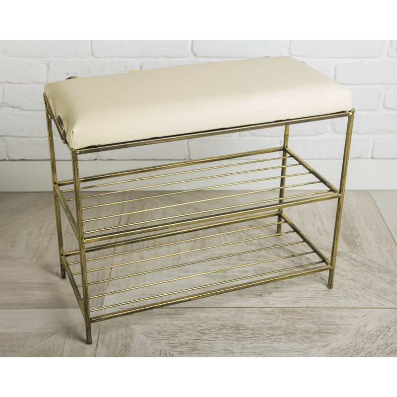 6 Pair Shoe Rack, Gold
