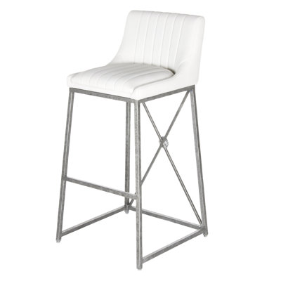 Medallion Upholstered Bar Stool with Metal Frame
