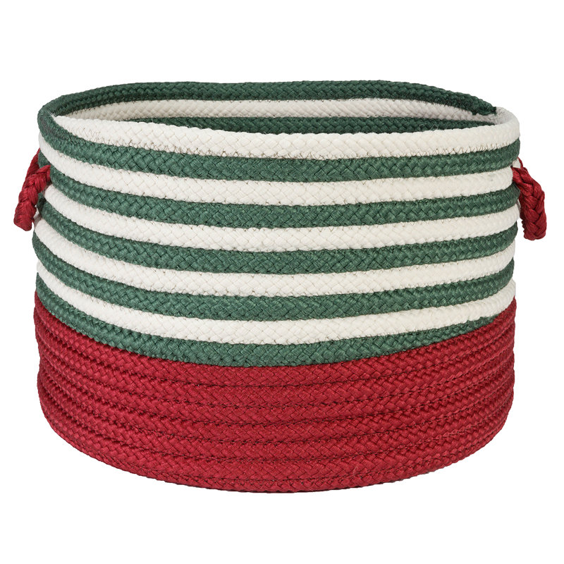 Panier de rangement en tissu, Rouge / Vert, H 14 po x l 14 po x P 10 po