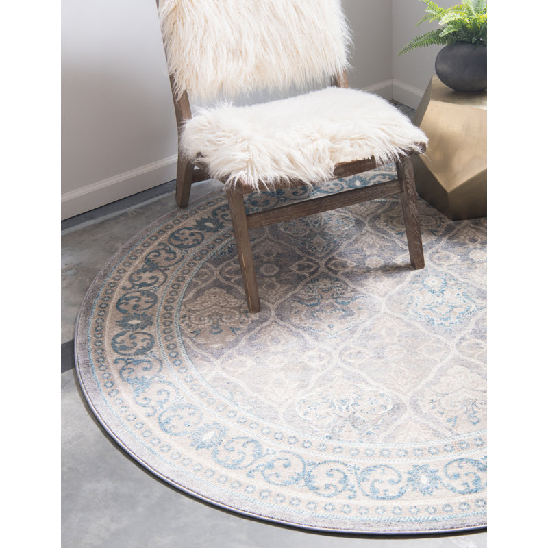 Patchway Geometric Indoor Rug, Round 5'