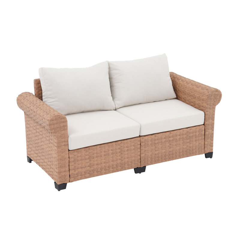 Causeuse de patio en osier avec coussins Brockington