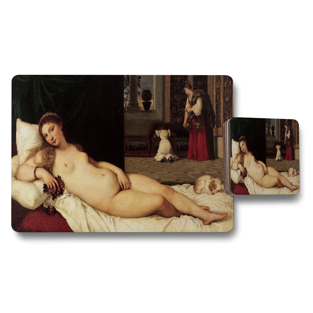 Nude Reclining Woman Art Placemat and Coaster Set Home Decor