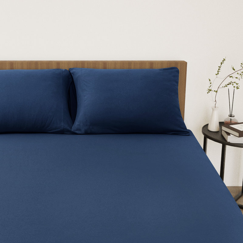 Sheet Set Ultra Soft Jersey Knit Sheet Set Deep Pocket, King, Blue