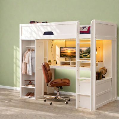 Lits multifonctionnels avec rangement, mezzanine entièrement en MDF, style moderne