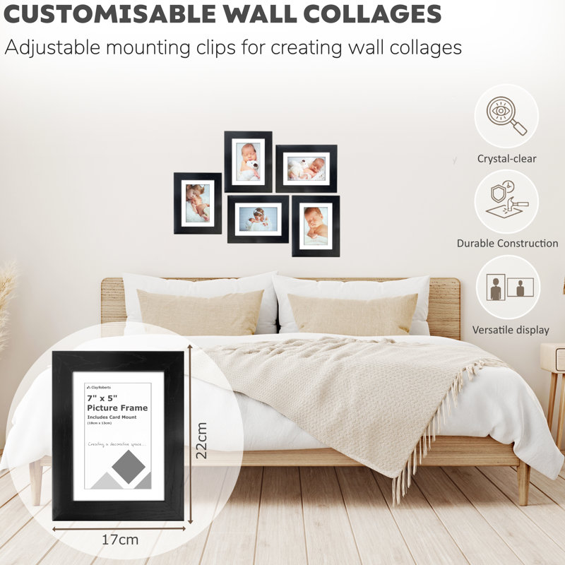 Picture Frame - Set of 3 with Mat, Black