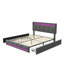 Storage Bed With 4 Drawers & Dual LED Lights, Upholstered Bed Frame With Adjustable Headboard, Grey Linen-555591949