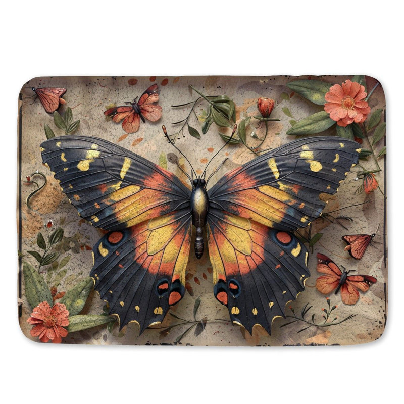 Tapis de bain papillon, L 17 po x L 24 po