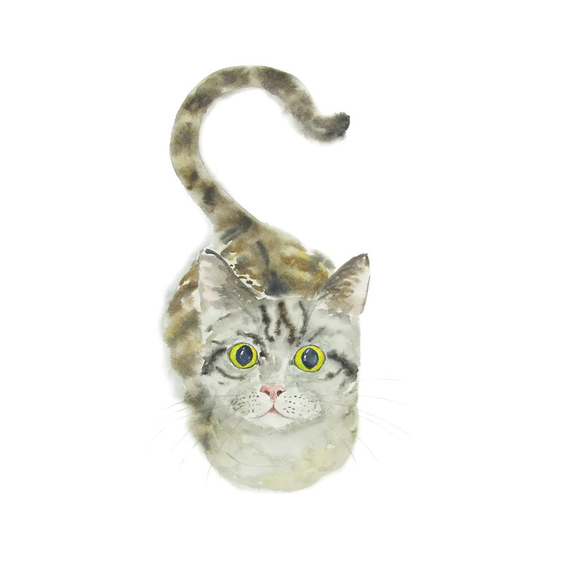 Sitting Tabby Cat by Alexey Dmitrievich Shmyrov - Wrapped Canvas Print, 66.04 cm H x 45.72 cm W x 1.91 cm D
