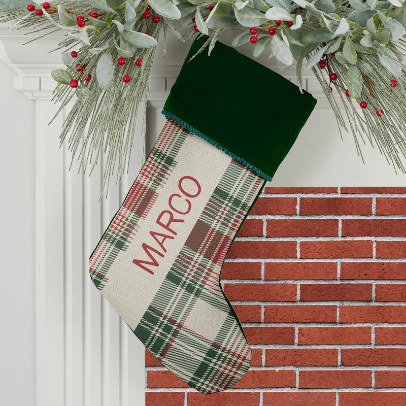 Chaussette de Noël verte à carreaux frais, Oui