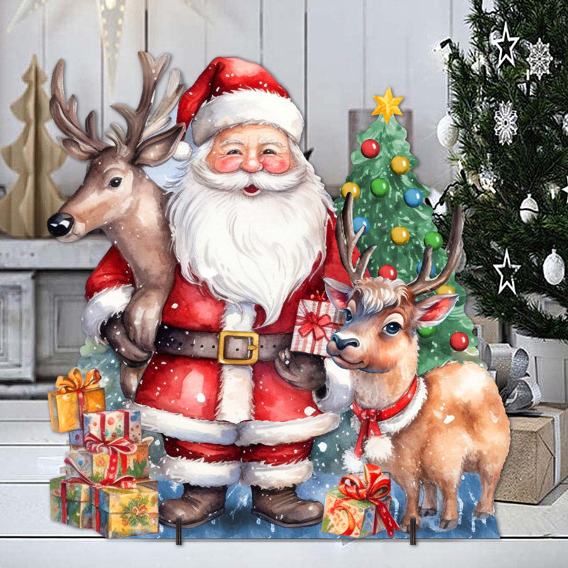 Figurine Père Noël avec des rennes