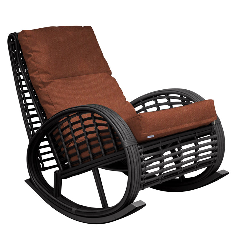 Dynasty Outdoor Rocker Chair, Black Mushroom, Canvas Brick Sunbrella® Canvas