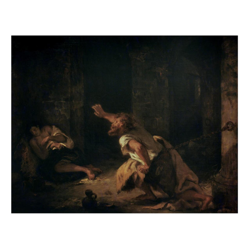 Le prisonnier de Chillon par Eugène Delacroix - Estampe numérique, H 22 po x l 28 po