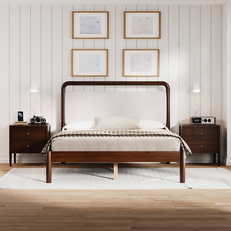 Ardin King Walnut Solid Wood Bed, Walnut, King