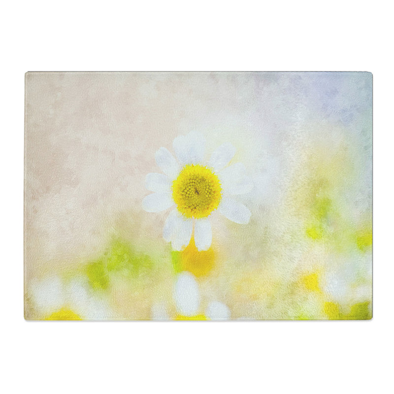 Tempered Glass Daisy Flower View Chopping Board, 20 cm x 28.5 cm