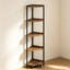 Étagère d'angle, bibliothèque d'angle, étagère de rangement avec cadre en métal, support pour plante, bibliothèque pour le salon, le bureau personnel, la chambre à coucher, brun rustique à 5 niveaux-663940061-649089999