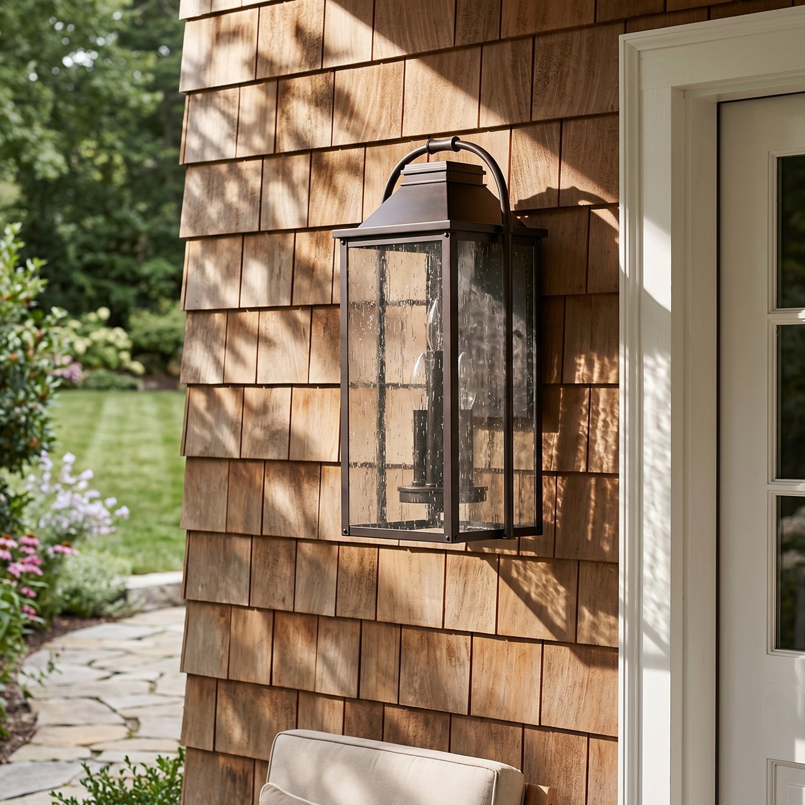 Newson 3-Light Outdoor Wall Lantern, Antique Bronze, 18.25" H x 8.75" W x 7.5" D