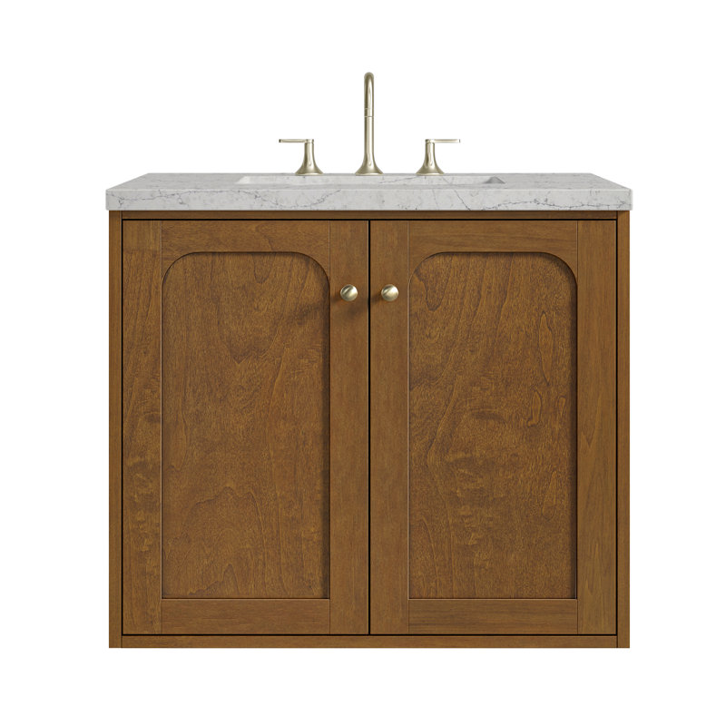 Laurent 30" Single Bathroom Vanity Set, Eternal Jasmine Pearl, 8" Widespread, Honey Brown