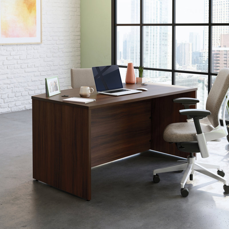 Bureau de direction Bowfront 60 po, finition brune