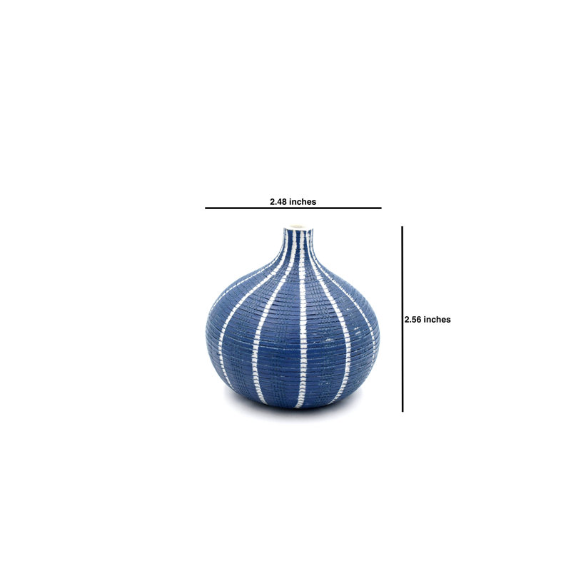 Vase de table Bartrum, H 2,6 po x l 2,5 po x P 2,5 po, Bleu