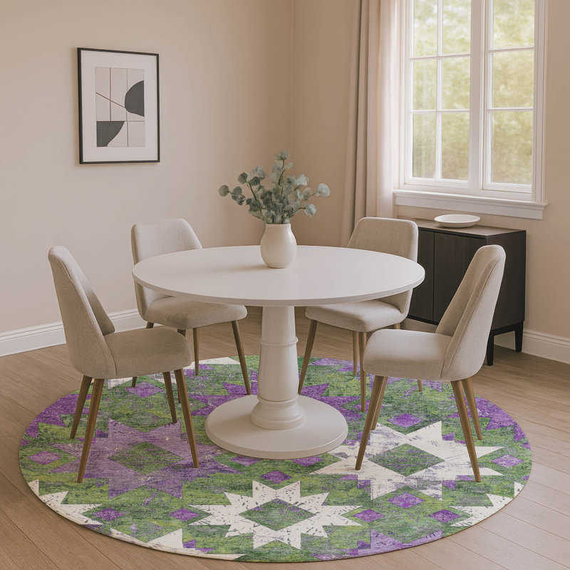 Premium Machine Washable Fairwood AMF1879 Aztec Rug, Round 8'