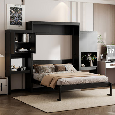 Grand lit escamotable avec bureau, coiffeuse et armoires