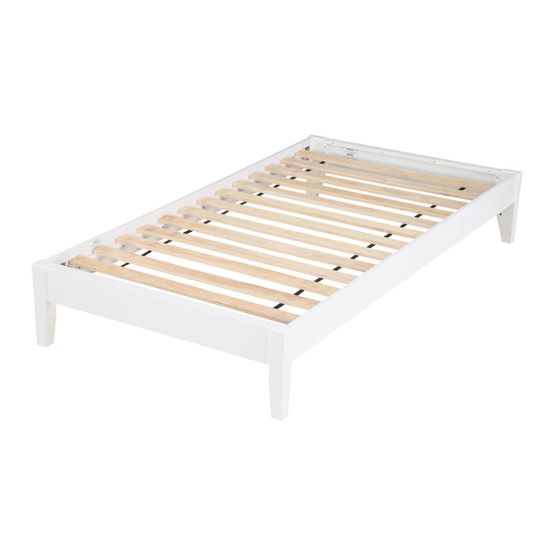 Moscaritolo Wood Platform Bed, White, Twin