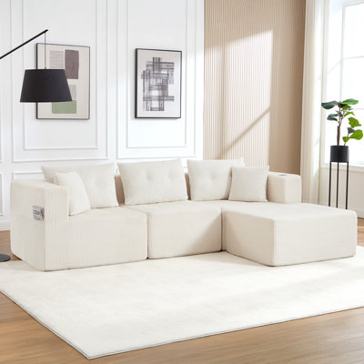 Versatile Boneless 100" W Cloud Sectional Sofa with Cup Holders - No Assembly Required, Perfect for Any Space