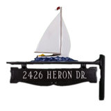 Cast Aluminum One Line Post Sign with Sailboat Ornament