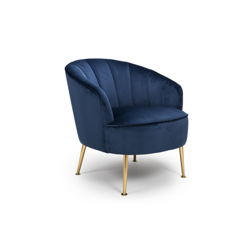 Elisa Velvet Barrel Chair, Navy