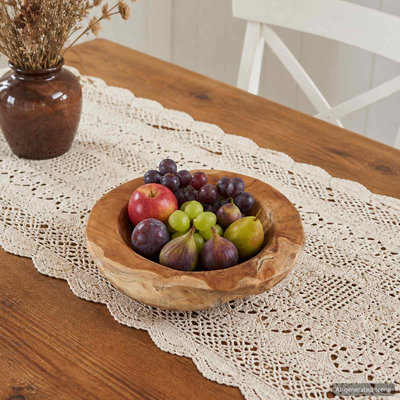 Handmade Solid Wood Metal Decorative Bowl - Set of