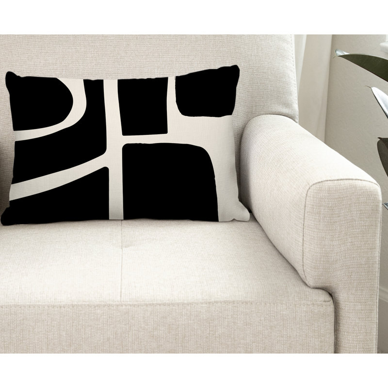Coussin intérieur / extérieur en polyester filé Banksy, Noir, H 18 po x l 25 po