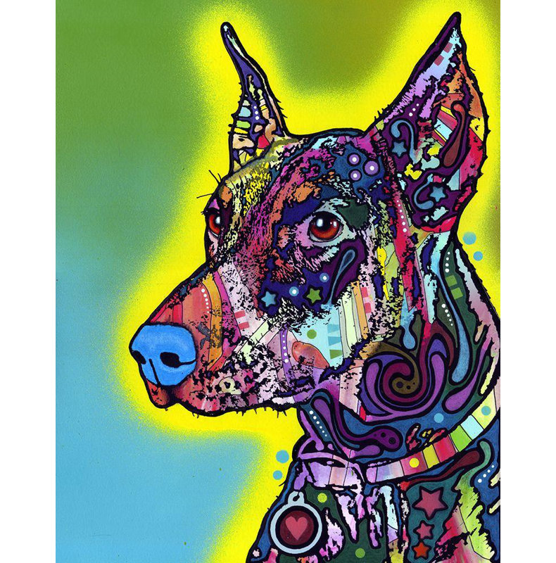 Art sur toile de la collection Dean Russo de Hokku Designs, titre: Doberman DEARUS119434, H 24 po x l 20 po